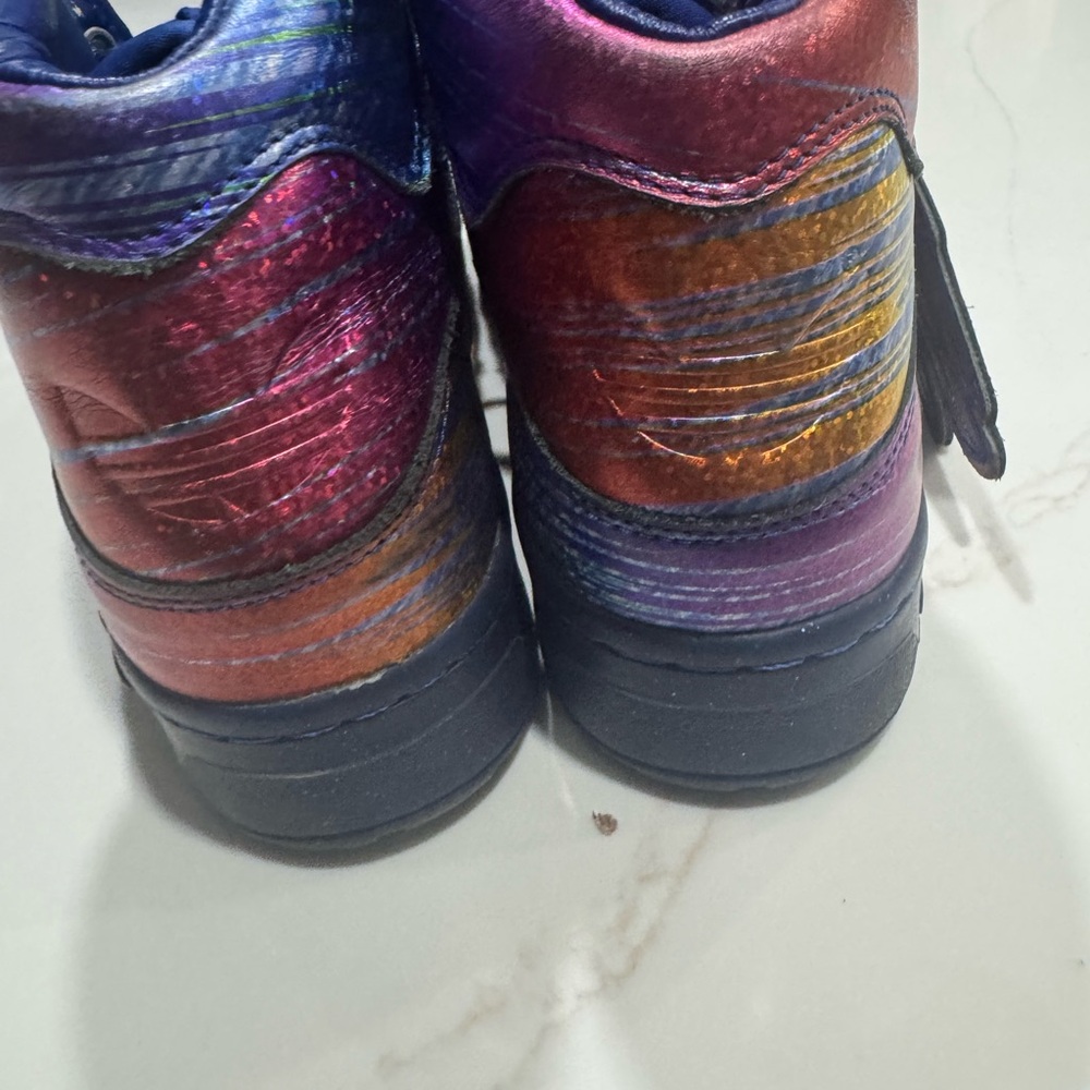 Jeremy Scott x Adidas Iridescent Blue High-Top Sneakers - Picture 7 of 7